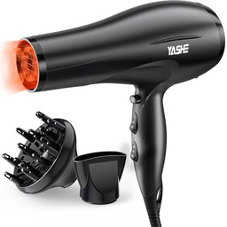 YASHE HD-8009BF Secador de Pelo Profesional, Secador de Pelo Iónico de Salón de 2400W con Difusor y Boquilla