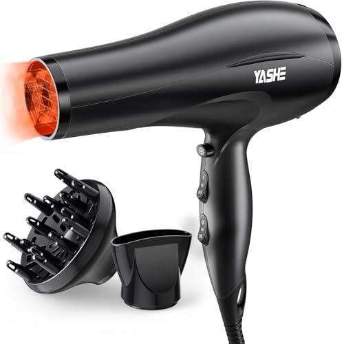 YASHE HD-8009BF Secador de Pelo Profesional, Secador de Pelo Iónico de Salón de 2400W con Difusor y Boquilla