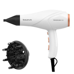 Taurus - Secador Fashion Ionic | 2600W | Motor AC Profesional | Tecnología Iónica Anti Encrespamiento | Potencia Adjustable | 3 Niveles de Temperatura y 2 Velocidades | Concentrador y 2 Difusores