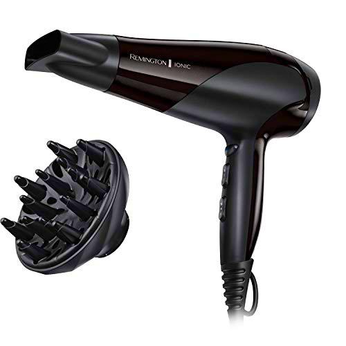Remington D3198 - Secador de pelo iónico acondicionador sin encrespamiento con difusor y concentrador