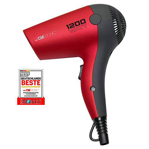 Clatronic HT 3428 - Secador de pelo de viaje, color rojo metálico